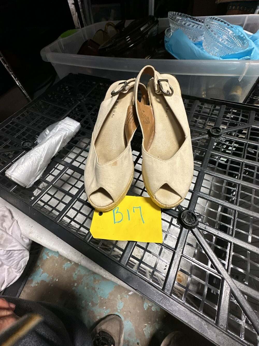Merona Women's Beige Canvas Peep Toe Slingback Espadrille Wedges Size 6.5